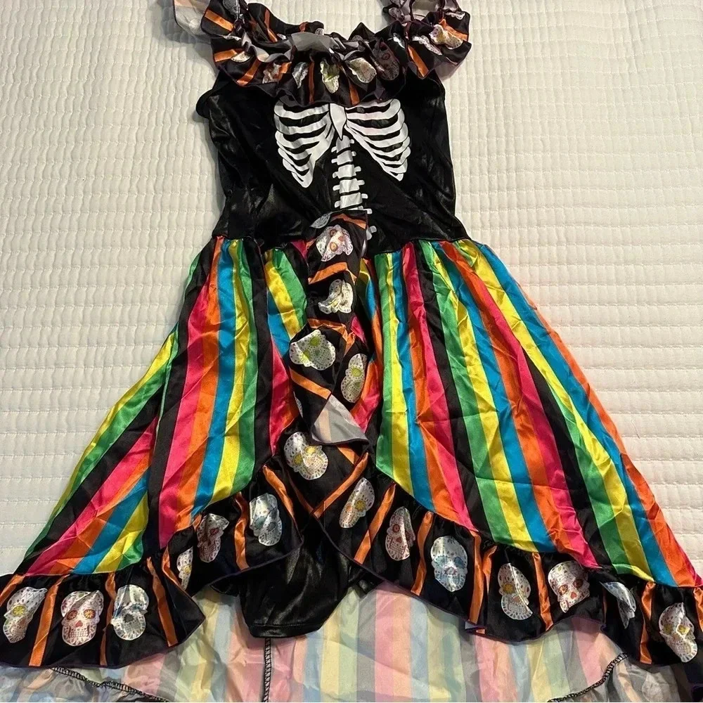 Kids Rainbow Sugar Skull Costume